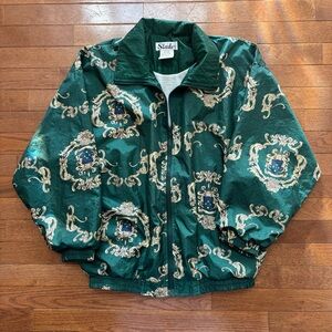 Vintage 80's Slade Green Track Jacket with Baroque Style Pattern